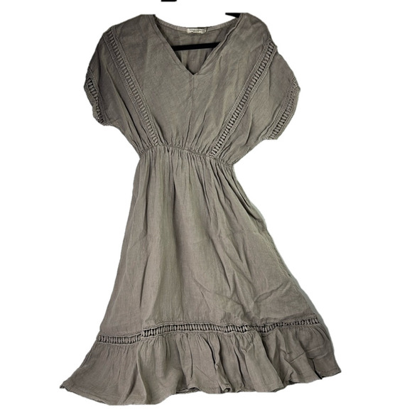 Lungo L'ArnoSand Coloured Linen Dress Made in Italy - Picture 1 of 9